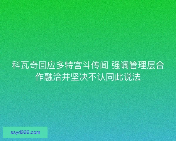科瓦奇回应多特宫斗传闻 强调管理层合作融洽并坚决不认同此说法