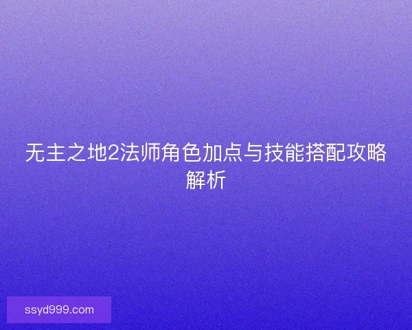 无主之地2法师角色加点与技能搭配攻略解析