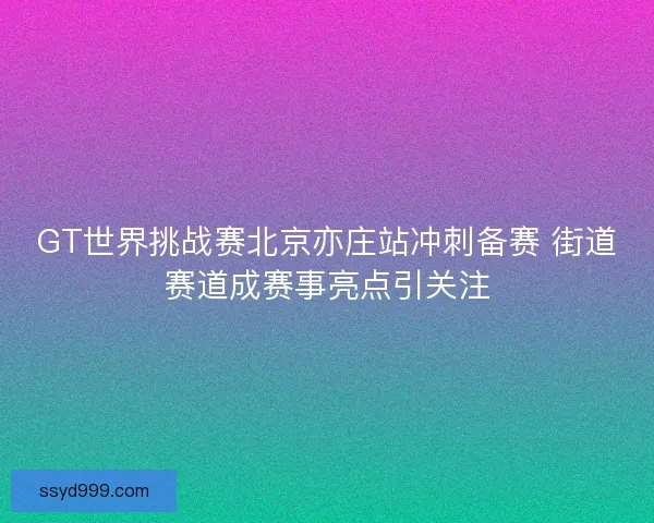GT世界挑战赛北京亦庄站冲刺备赛 街道赛道成赛事亮点引关注 GT世界挑战赛北京亦庄站冲刺备赛 街道赛道成赛事亮点引关注